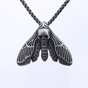 Bijoux vintage en acier inoxydable <span class=keywords><strong>mort</strong></span> crâne luna <span class=keywords><strong>papillon</strong></span> pendentif collier - Product Image 1