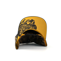 Casquettes de baseball originales noires avec dos camouflage, étiquette intérieure personnalisée, bande de couture, imperméables, 100% polyester, motif imprimé Dobby Dot