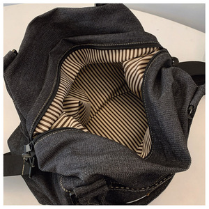 Wholesale Women Nave Blue Denim Crossbody Shoulder <strong>Bag</strong> Travel Sports Beach Denim Jean Duffle <strong>Bag</strong> with Custom <strong>Designer</strong> Pattern - Product Image 4