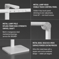Lampe de bureau LED avec variateur tactile et CRI 95 élevé, design métallique pliable contemporain, alimentation CA, idéale pour étudiants, chambre, bureau, peinture