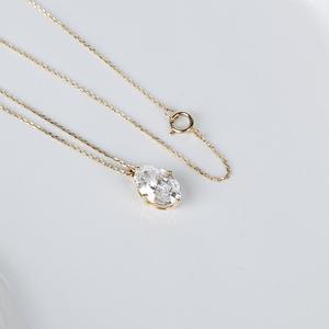 Pendentif en diamant de laboratoire de 2,00 carats, taille ovale, chaîne à maillons, platine 950, or jaune 14K 18K, bijoux de fiançailles et de mariage - Product Image 3
