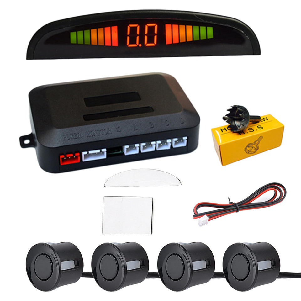 Car Universal Reversing Radar 12V Sound LED Display Crescent Buzzer 4 ...