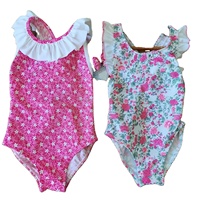 Maillot de bain une pièce à volants imprimé floral hawaïen, avec logo personnalisé, en tissu de haute qualité, collection 2026