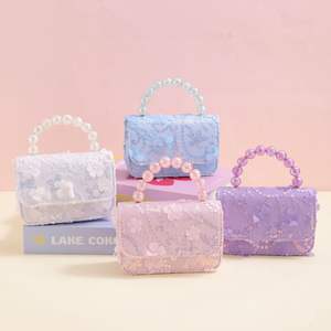 Новая элегантная детская сумка в стиле принцессы, модная квадратная сумка для девочек, сумка с жемчугом и пайетками. - Product Image 1