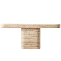 Meuble moderne de vente en gros d'usine OEM ODM table de couloir en marbre personnalisée table console en pierre naturelle en travertin