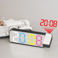 AIKS Horloge numérique électronique à projection LED grand écran, design minimaliste moderne, en ABS, avec thermomètre et alarme, idéale pour l'export.