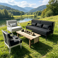 Sillón Individual de Hierro Forjado con Tejido Hueco, Cojín Lavable y Extraíble, Estilo Moderno de Mediados de Siglo, para Apartamento, Gimnasio, Villa, Ventanal, Descanso