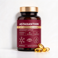 Gélules d'astaxanthine à formule personnalisée pour le soutien du cerveau et du cœur, complément caroténoïde de qualité supérieure, fabrication GMP