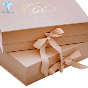 Custom Logo Design Flip-open Pink Wedding <b>Party</b> Luxury Gift <b>Box</b> With Bow Ribbons - Product Image 3