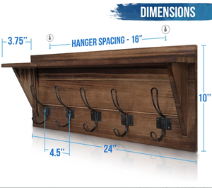 Perchero <span class=keywords><strong>de</strong></span> pared <span class=keywords><strong>de</strong></span> madera maciza marrón rústico barato con estante 5 ganchos percha correa <span class=keywords><strong>de</strong></span> perro <span class=keywords><strong>para</strong></span> cocina entrada <span class=keywords><strong>Baño</strong></span> - Product Image 6