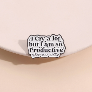 Lloro mucho pero <span class=keywords><strong>soy</strong></span> tan productivo Pin esmaltado divertido lenguaje hablado broches de Metal insignia de solapa regalo de joyería al por mayor para amigo - Product Image 3