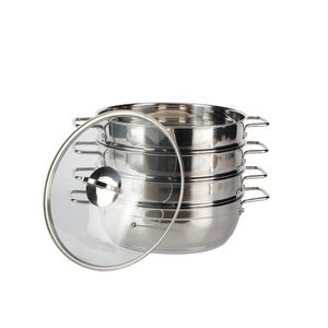 Ustensiles de cuisine à la vapeur casserole couvercle en verre trempé transparent, cuiseur à vapeur en acier inoxydable à 4 niveaux - Product Image 3