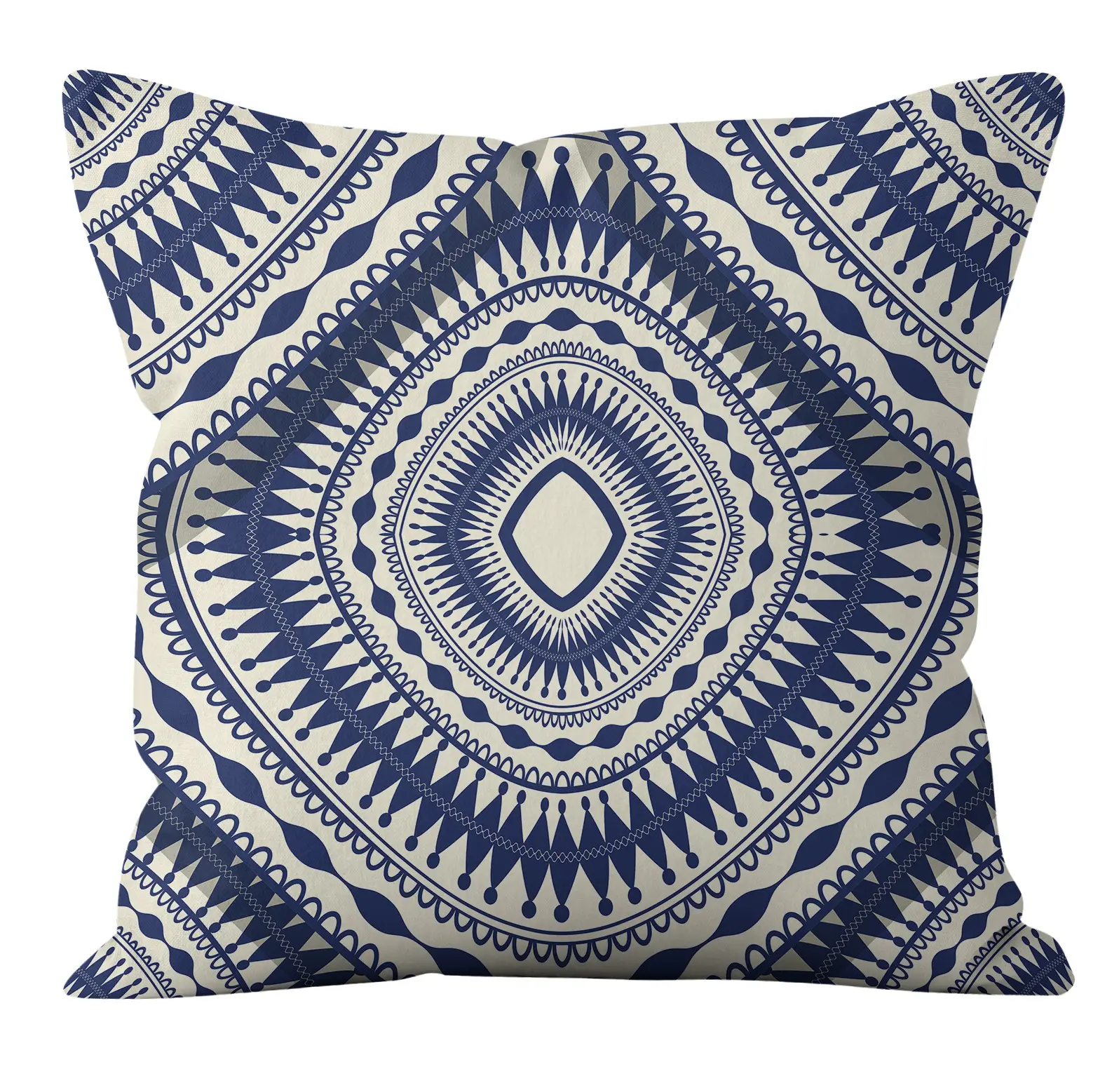 Decorative Custom Print Throw Pillow Covers Navy Blue Dots Sea Texture Linen Cushion Cover for Sofa Bedroom Car Home Decor