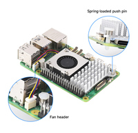 Kipas Blower Resmi Raspberry Pi 5 Heatsink Perak Pendingin Aktif - Kipas Blower Terkontrol Suhu + Heatsink Aluminium