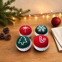 Ballon de jeu en crochet tricoté à la main, motif flocon de neige de Noël, arbre, cadeau, canne à sucre, pour fêtes de fin d'année, accessoire de jeu, cadeau, ballons à frapper