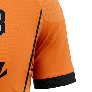 Maillot de football personnalisé élégant avec bordure contrastée, design de numéro personnalisé, 100% polyester extensible, respirant et léger - Product Image 4