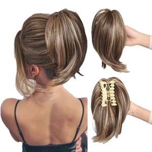วิกผมต่อผมแบบหนีบสำหรับผู้หญิงชาวยุโรปอเมริกัน ทำจากไหมทนความร้อนสูง ขนาด 22 ซม. น้ำหนัก 80 กรัม ปรับได้ - Product Image 3