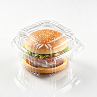 Contenant à burger transparent en PET avec couvercle à fermeture rapide pour la commodité des commerces de proximité, la restauration rapide, les plats à emporter, la livraison et la présentation en magasin.