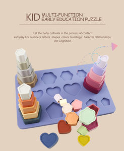 NUEVO Éxito de Ventas, Bloques de Apilamiento de Silicona con Forma de Estrella, Corazón y Flor, Torre de Vasos, Juguetes Educativos Montessori, Bonito Regalo para Niños - Product Image 6