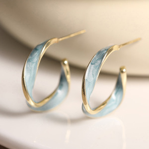 Orecchini a Cerchio Intrecciati in Smalto per Donne, Gioielli Minimalisti Versatili per Uso Quotidiano - Product Image 1