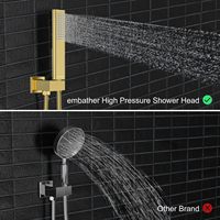 Ensemble de douche thermostatique en or brossé CE avec emballage personnalisé, mitigeur de douche à effet pluie de 10 pouces, support pour distributeur, vente en gros