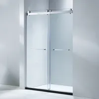KMRY banyo 8/10mm 304 paslanmaz çelik çerçevesiz slayt duş ekran Bypass silindirler sürgülü cam banyo duş kapıları
