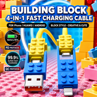 Câble de charge USB créatif 4-en-1, câble en silicone à charge rapide, design multi-interface, choix de cadeau, fabrication OEM ODM