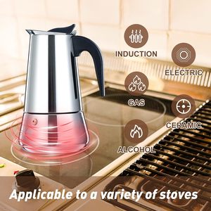 <span class=keywords><strong>Cafetera</strong></span> Italiana Clásica de Acero Inoxidable para Espresso, 2-<span class=keywords><strong>9</strong></span> <span class=keywords><strong>Tazas</strong></span>, Plateada, Apta para Inducción, <span class=keywords><strong>Cafetera</strong></span> Moka Portátil con Tapa para Estufa - Product Image 6