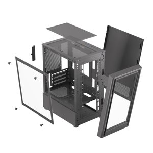 Boîtier PC de jeu en verre TG, Micro ATX, tour moyenne de bureau avec fenêtre latérale en acier RGB - Product Image 2