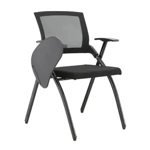 Заводская цена оптовая продажа современный офисный складной стул для обучения с пластиковым планшетом черный роскошный эргономичный тренировочный стул