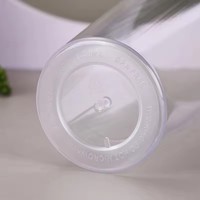 Gobelets isothermes réutilisables en plastique PP transparent de 16 oz avec logo personnalisé, avec paille et couvercle, sans BPA, pour fêtes – Vente chaude