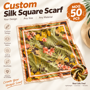 Custom 100% Silk Twill Square Scarf Single Double Sided <b>Printing</b> Custom Size Private Label - Product Image 1