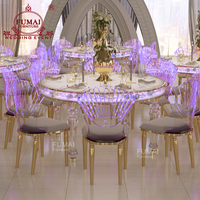 Luxuriöser Transparenter Acryl Runder Hochzeitstisch und Stühle mit LED-Beleuchtung für Events