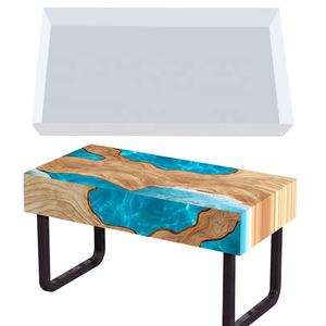 Molde de silicona para tabla de café <span class=keywords><strong>grande</strong></span>, de resina epoxi para mesa de río con soporte de madera - Product Image 1