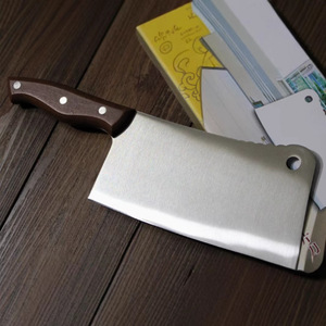 Yangjiang Stainless Steel Meat Cleaver 20cm Blade Red Oak Handle Kitchen Knife Household Use - Product Image 2