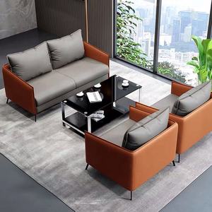 Set sofa rumah kantor 1 + 2 + 3 gaya Amerika furnitur ruang tamu bagian sofa kain kulit pu - Product Image 3