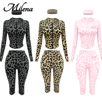 Ensemble imprimé animal Milena, best-seller - Veste zippée et pantalon capri, ensemble deux pièces, style sport décontracté, personnalisable