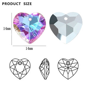 12 pièces/sac, perles en cristal en forme de cœur de 14 mm, effet <span class=keywords><strong>aurore</strong></span> boréale, trou unique, fournitures pour la fabrication de bijoux DIY - Product Image 4