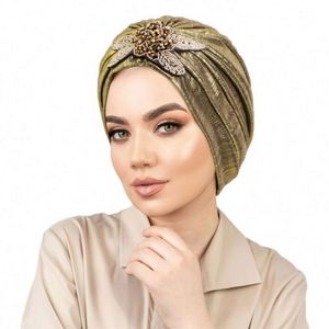 Turbante de Joyería de Colores Brillantes al por Mayor con Delicados Accesorios de Joyería, Pañuelo para la Cabeza de Poliéster, Pañuelos Diarios para Mujer - Product Image 5