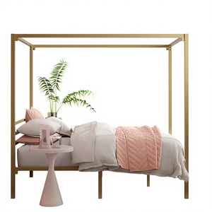 Gold Metal <b>Canopy</b> <b>Bed</b> Frame <b>for</b> Apartment Guest Room Hotel Bedroom - Product Image 1