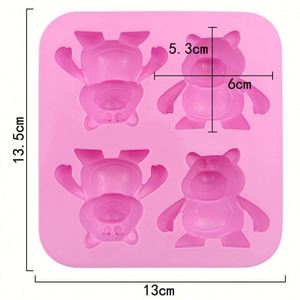 Eco-Friendly 4 Hole New Style Strawberry Bear Shape <b>Silicone</b> Cake Soap Hand Make <b>Resin</b> Diy Candle <b>Mold</b> Reused Home Bake OEM\ODM - Product Image 3