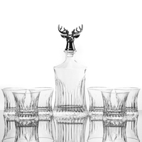NOUVEAU DESIGN Carafe à whisky classique avec bouchon en alliage de zinc en forme de crâne de cerf, verre sodocalcique sans plomb, capacité 900 ml, usage domestique NOVARE