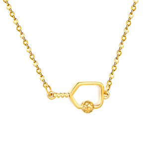 Collier raquette de tennis en alliage de zinc doré, design ajouré, bijou sportif et tendance pour femmes et hommes, pendentif chaîne multicouche - Product Image 5