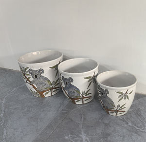 Macetas de cerámica para plantas selváticas con diseño de <span class=keywords><strong>Koala</strong></span>, bonitas macetas Bosai de porcelana para jardín, dormitorio, sala de estar, balcón, decoración - Product Image 3