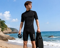 Combinaison de plongée monopièce en néoprène à manches courtes pour homme, respirante, imperméable, avec fermeture éclair dorsale, grande taille, équipement de plongée adulte, OEM/ODM, devant