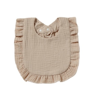 Baberos de babero de <span class=keywords><strong>4</strong></span> capas para recién nacidos, Baberos de muselina de algodón orgánico, Baberos con volantes para bebés - Product Image 1