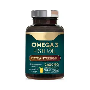Fish Oil Vitamin E Soft Capsules with Omega 3 2400 mg Softgels, Triple Strength Omega 3 Fish Oil Supplements