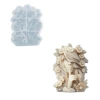 B63882 Moule en silicone visage de fille silencieuse à motif floral pour bougie parfumée, plâtre, résine, buste de femme, artisanat