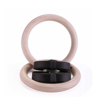 Juego de Anillas de Gimnasia Ajustables de Madera, Antideslizantes, para Ejercicios de Dominadas, Anillas Portátiles para Entrenamiento Físico con Correas de Mosquetón