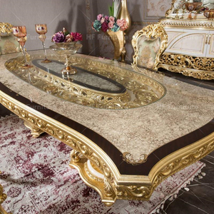 Biệt Thự Cung Điện Ưa Thích Ăn Uống Sang Trọng Bộ Phòng Ăn Bàn Và Ghế Vàng Gỗ Bàn Ăn - Product Image 4